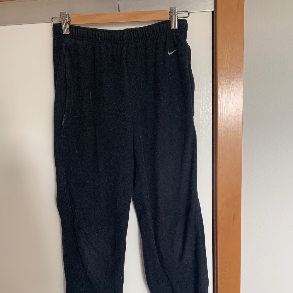 Last call! Nike black fleece pants, ankle zips (S)